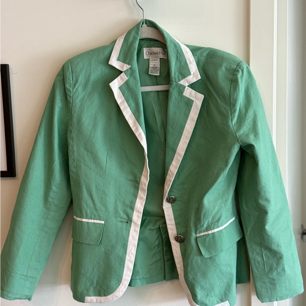 Chadwicks Mint Blazer with Ivory Accents
